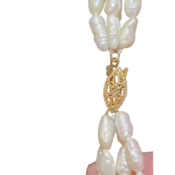 Pearl Strand Necklace And Bracelet 14 K Gold Clasp cloisenne beads - Picture 6 of 10